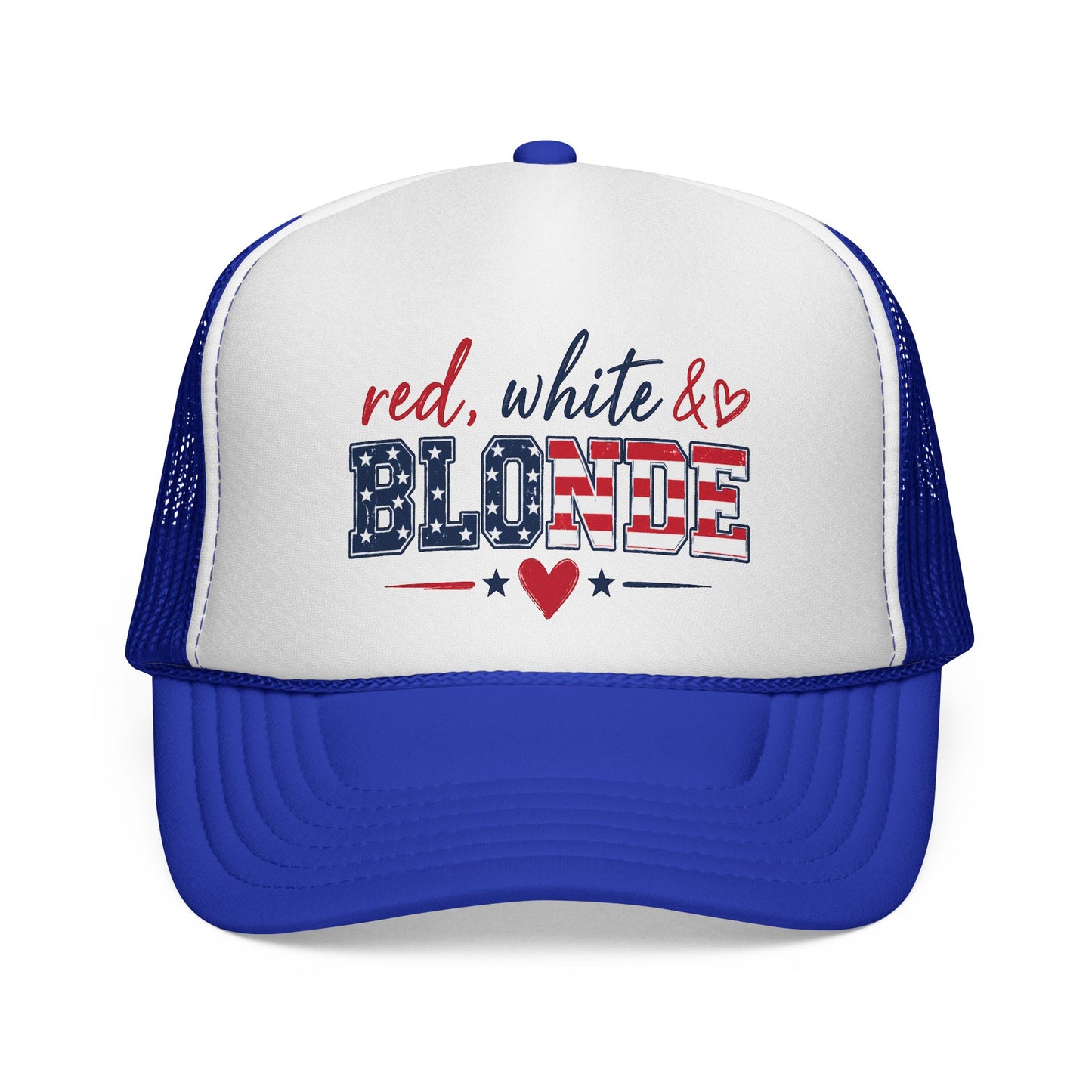 Trucker Cap - "Red, White & Blonde" Patriotic USA Flag Mesh Hat