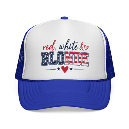 Trucker Cap - "Red, White & Blonde" Patriotic USA Flag Mesh Hat