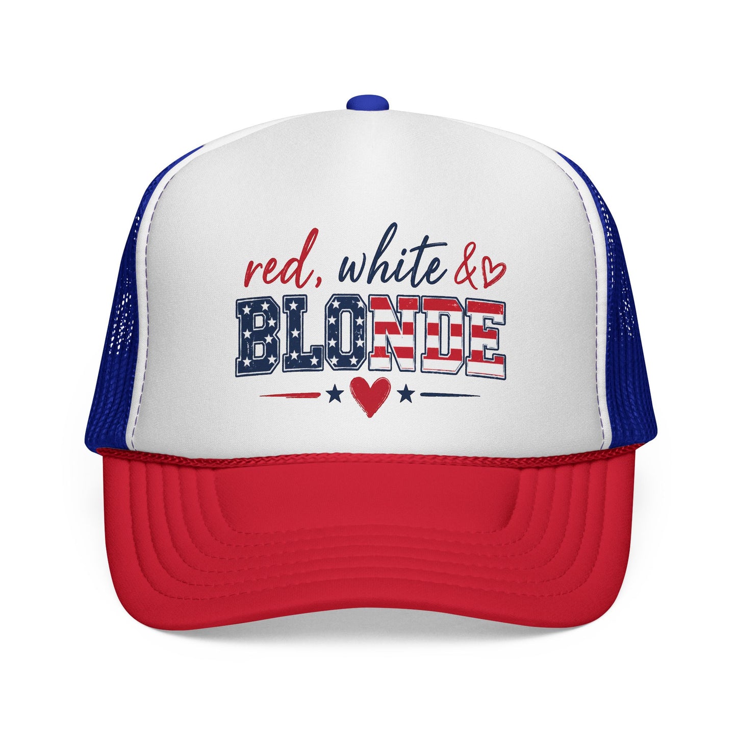 Trucker Cap - "Red, White & Blonde" Patriotic USA Flag Mesh Hat